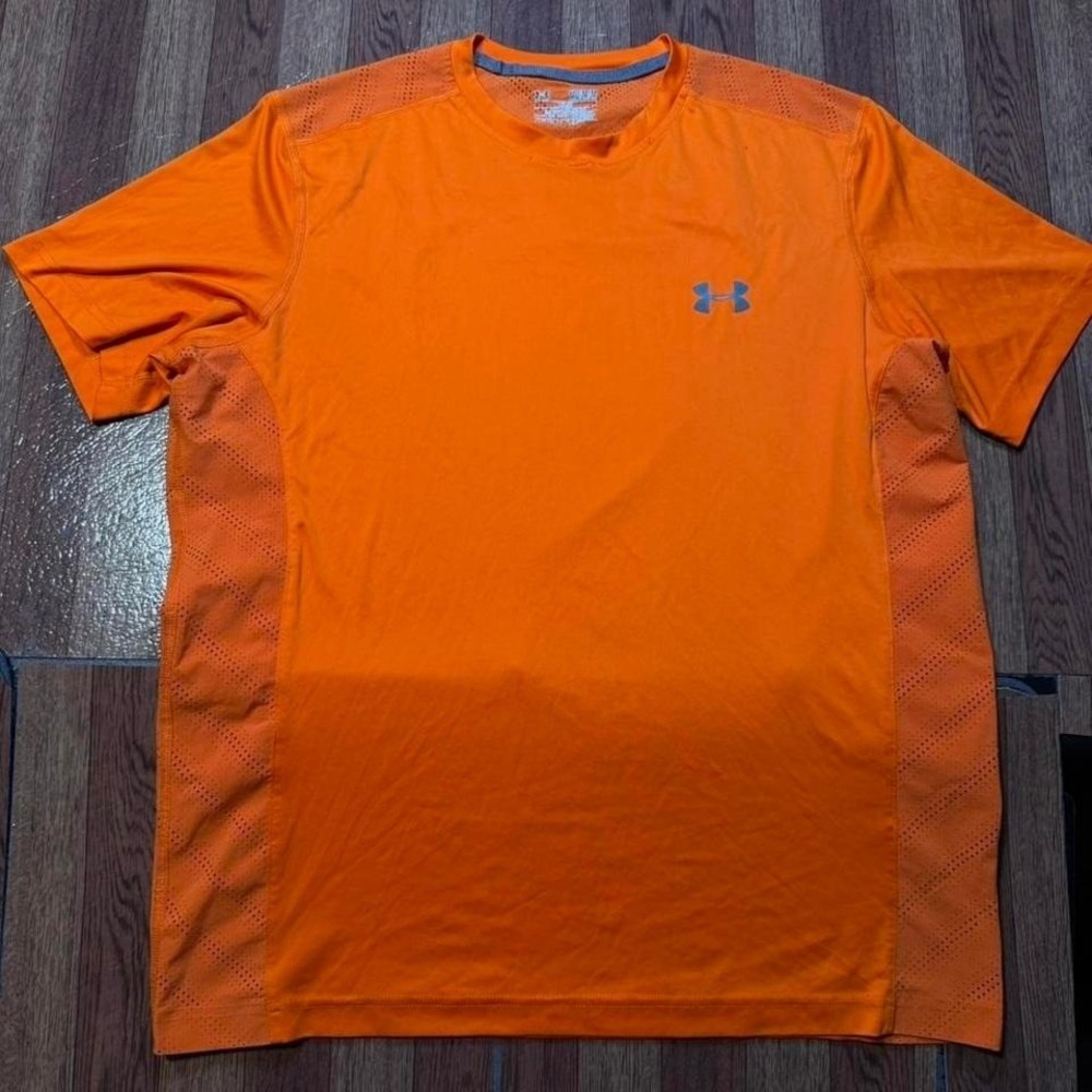 Under Armour Orange Retro Tech Sportswear Running Train‎ Shirt Large